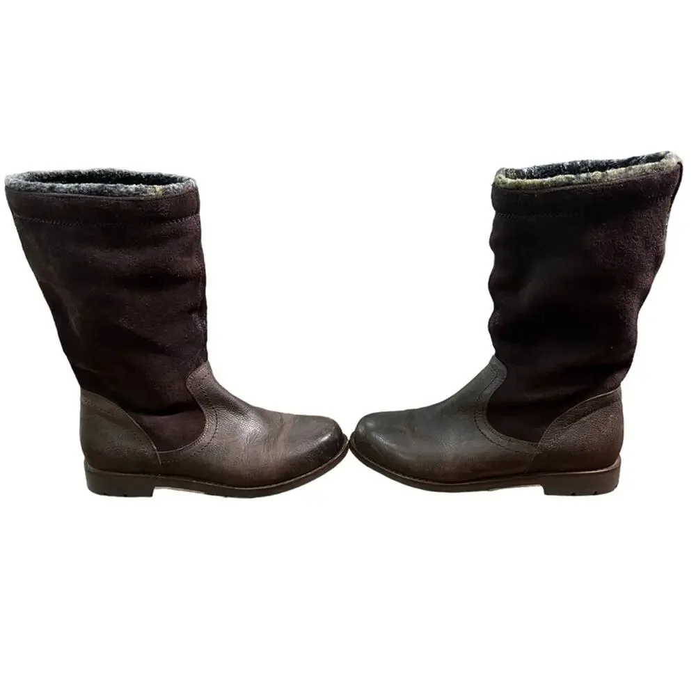OluKai Womens 7.5 Tall Suede Insulated Brown Winter Boots